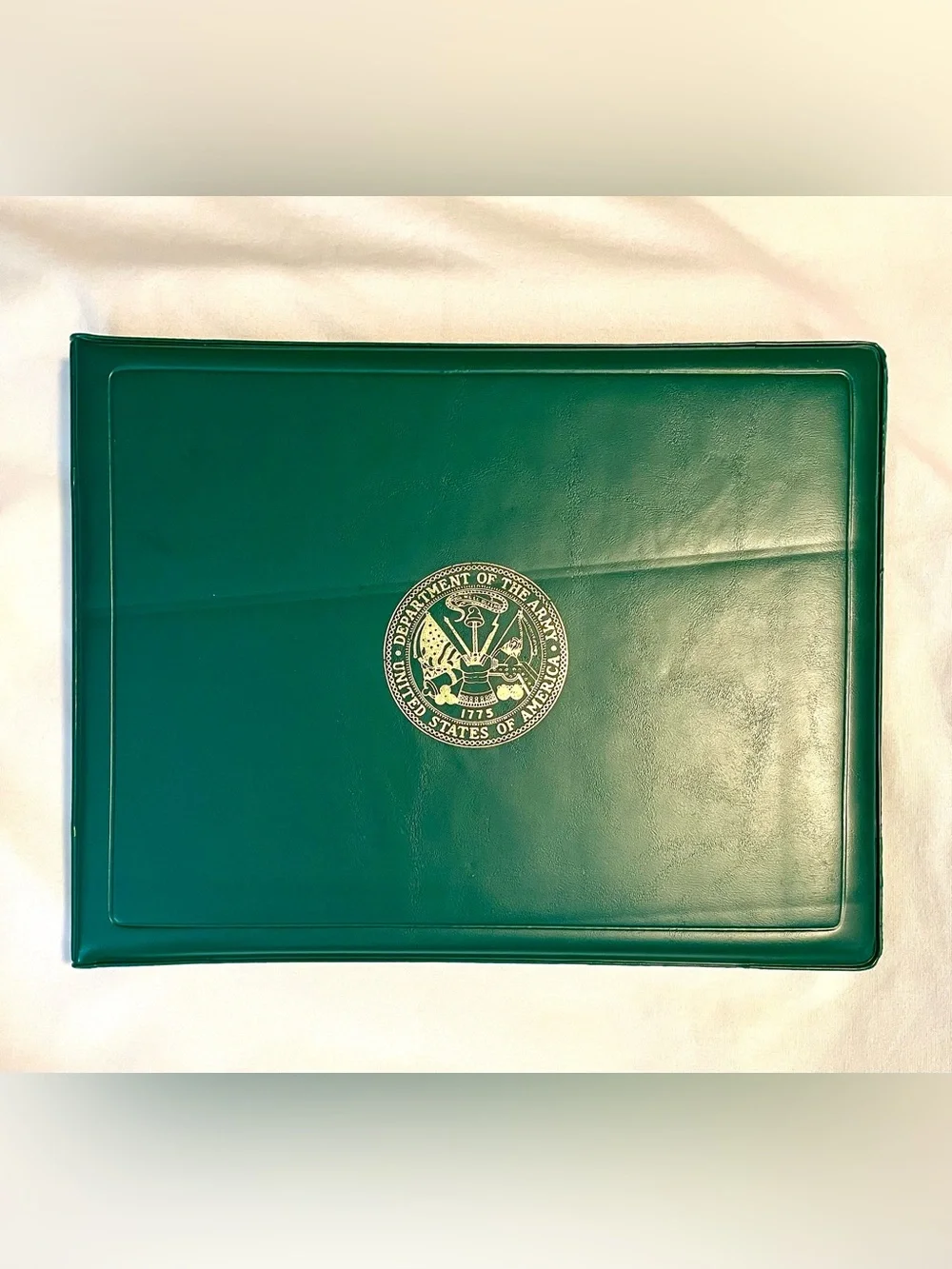 US Army Green Padded Award Presentation Folder Certificate Document Holder Mount